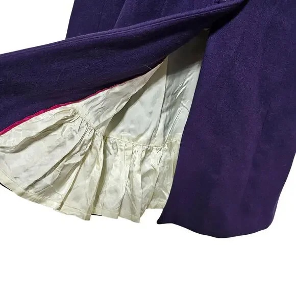 J.Crew Wool Trench Coat Purple Vintage Pockets Lined Buttons Women's Size 2